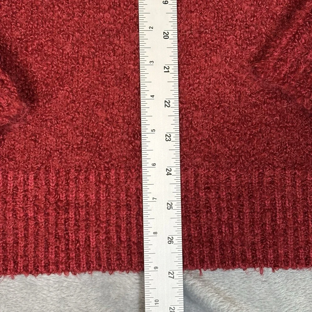 Aerie Cozy Oversized Bouclé V-Neck‎ Sweater Red Women's Size Small Oversized